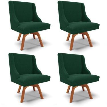 Imagem de Cadeira Sala De Jantar Giratória Mm35 Kit 4 Liz Bouclê Verde D03 - D`rossi