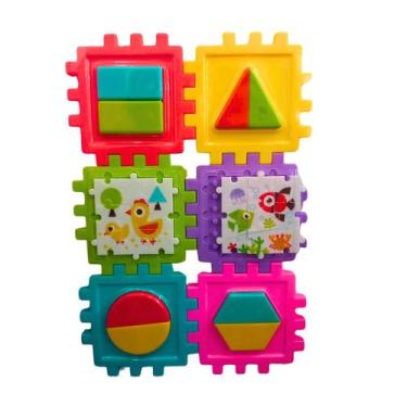 Imagem de Quebra cabeça brinquedo infantil bloco de montar 2 em 1 encaixe 32 peç