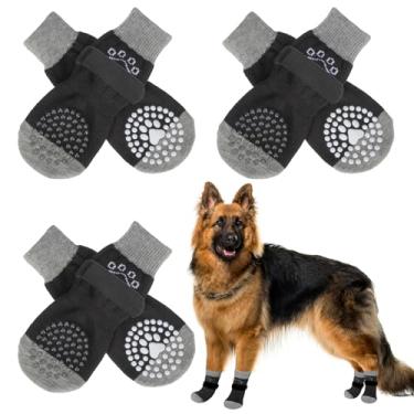 Imagem de SCENEREAL Meias antiderrapantes de dois lados para pavimento quente/frio, sapatos de cachorro antiderrapantes para pisos de madeira para parar de lamber patas, escorregar, protetores de patas com
