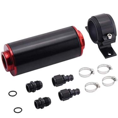 Imagem de Kit de filtro de combustível de alto fluxo da ESPEEDER com adaptador de anteparo, suporte de filtro de bomba de combustível e encaixe de trava de pressão para mangueira de linha de combustível de borracha, ótimo para gasolina, combustível etanol E85, diesel, bio-diesel, metanolESPEEDER 6an inline fu