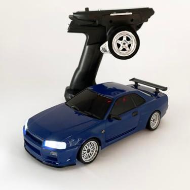 Imagem de WPLDEWAN RC Drift Car with Gyro 1/18 Scale LDRC Drift Car Remote Control RWD Hobby Drifting Vehicle 2.4 GHz Proportional Throttle Steering ESP Gyroscope Metal Drive Shaft Alloy Shell Adult LD1899