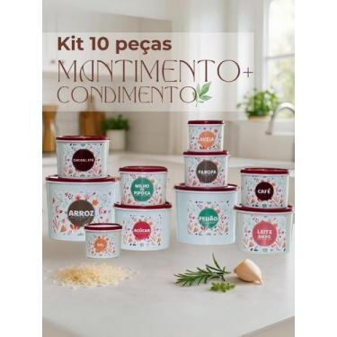 Imagem de Kit de Mantimentos Linha Floral  Organização com Delicadeza 10 Potes -
