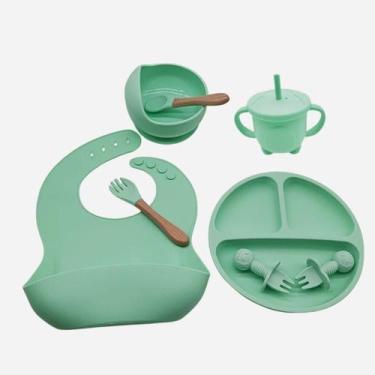 Imagem de Conjunto De Silicone Refeição Introdução Alimentar Bebê Infantil Prato