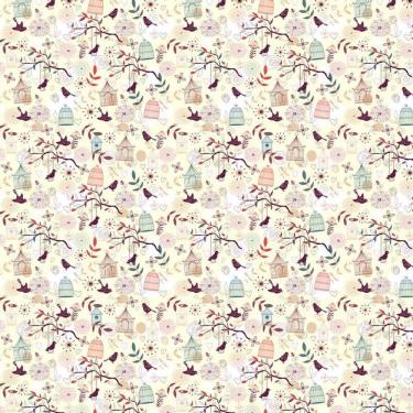 Imagem de Papel Parede Amarelo Gaiolas Pássaros Autocolante Decorativo