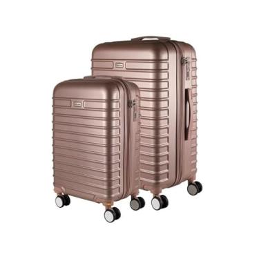 Imagem de Kit 2 Malas de bordo 10KG + Mala de Viagem 23KG ABS Com Rodas Giratórias (Rosé)