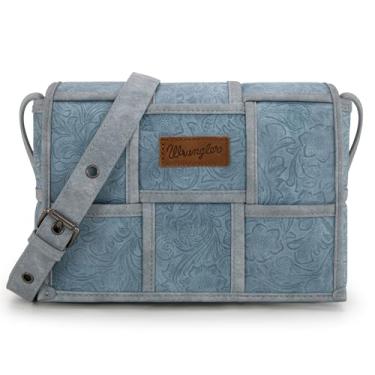 Imagem de Bolsa tiracolo feminina Wrangler de tecido vintage floral, Jeans com aba