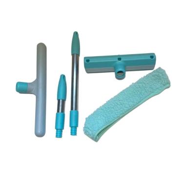 Imagem de Rodo Mop Limpa Vidros Kit Limpador Janelas Portas Com Acessorios Sacada Articulado Micro Fibra