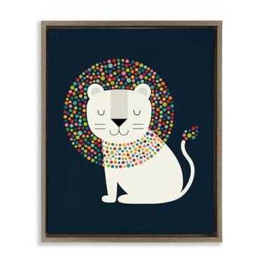 Imagem de Stupell Industries Leão com juba salpicada, marrom, moldura flutuante, arte de parede, design de Andy Westface, 43 x 53 cm