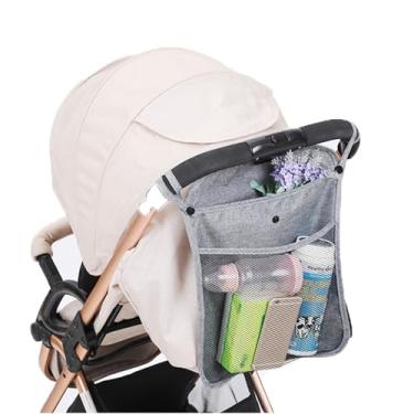 Imagem de iLulala Organizador universal de carrinho de bebê para carrinhos de bebê Uppababy, Nuna, Britax, Doona, bolsa de malha, acessórios ajustáveis para carrinhos de bebê (cinza)