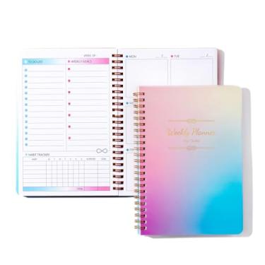Imagem de Hopesky Agenda semanal sem data – Caderno organizador de trabalhos estéticos A5, capa PP de 70 mícrons, papel 100 GSM, 14,8 cm x 21 cm (roxo, azul, rosa)