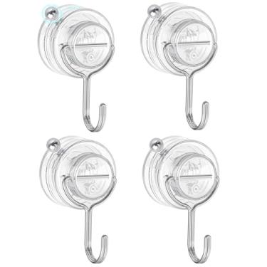 Imagem de Jadkysarh Ganchos de ventosa para chuveiro, ganchos de toalha de sucção transparentes, resistentes, removíveis, ganchos de sucção para chuveiro, azulejo, parede, vidro, porta, janela, pacote com 4