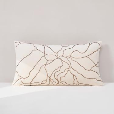 Imagem de Lush Decor Roots Capa de almofada decorativa de veludo individual 30,5 cm L x 55,88 cm C Creme - 30,5 x 55,88 cm - Almofadas de luxo para cama, sofá ou cadeira - Decoração de casa de luxo