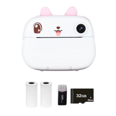 Imagem de Câmera infantil impressora térmica câmera dupla 1080p gravador de vídeo 32 GB cartão de memória verde cinza rosa 2,4 polegadas temporizador tiro adequado para crianças (2)