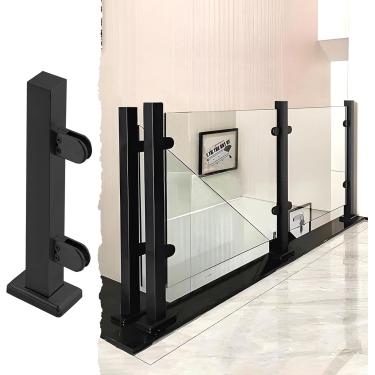 Imagem de 24in - 47 polegadas de grade de vidro com grampo, kit de postes de balaustrada de vidro para escadas internas externas, painéis de vidro de aço inoxidável