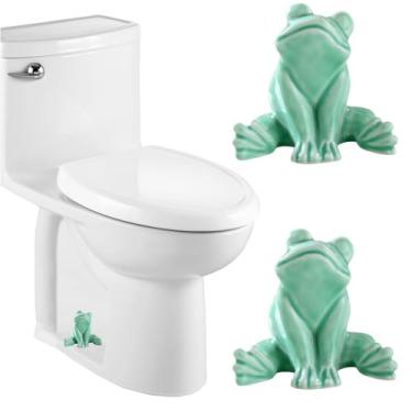 Imagem de ZVZKC Tampas Decorativas De Cerâmica Para Parafusos Vaso Sanitário Em Formato Sapo, Conjunto Com 2 Altas, Fofas Parafusos, Decoração Fundo Banheiro, Fáceis Instalar (B - Ciano)