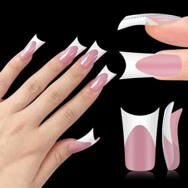 Imagem de MUTIOVO Pontas De Unha Francesas Brancas, Cobertura Total, Acrílico Com Curvatura Lunar, Rosa-Berry, Extra Grossas, Médias E Longas, Extensão Falsa Gel Macio Largo, X 15 Tamanhos, 150 Unidades