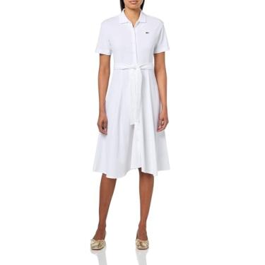 Imagem de Lacoste Vestido polo feminino rodado mini piqué, Branco, 36