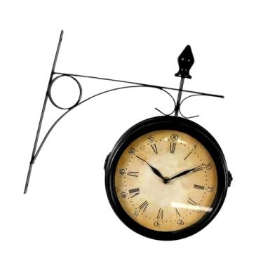 Imagem de Generic Relógio de parede dupla face, decoração de parede, estrutura de ferro, antigo, rotação de 360 ​​graus, relógios silenciosos, relógio pendurado para