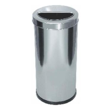 Imagem de Lixeira Em Aço Inox Com Aro Meia Lua Inox 22 L Home Office - JSN
