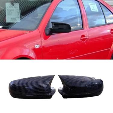 Imagem de Capa de proteção traseira para carro compatível com Golf 4 1998-2004 Kit de carroceria de acabamento de capa de espelho lateral acessórios de carro (aparência de carbono)