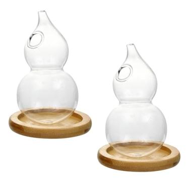 Imagem de IEUDNS 2 peças de vasos de vidro para flores, recipientes para colocação de vasos artesanais com base para plantio em terrário para mesa de presente