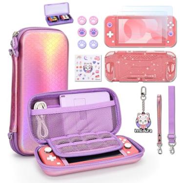 Imagem de IA innoAura Capa Switch Lite, Pacote De Acessórios 15 Em 1 Com Protetor Tela Transporte Formato Sereia E Capas Para Polegar Jogos (Rosa Sereia)