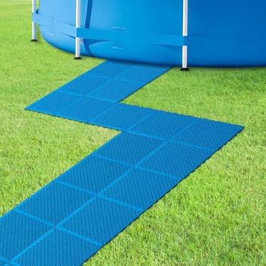 Imagem de moonoom 16 Peças De Almofadas Modulares Interligadas - 10,3" X Tapetes Piso Ladrilho Protetores Piscina Antiderrapantes Para Piscinas, Spas, Caminhos Da Até A Varanda, Azul Escuro