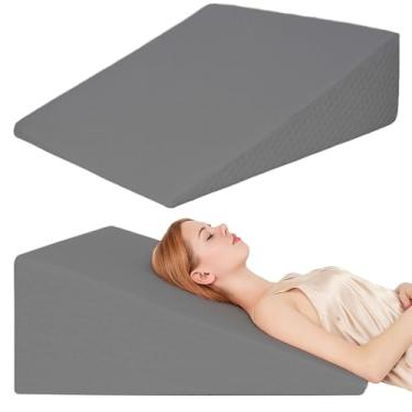Imagem de VADSBO Travesseiro de cunha, travesseiros de cunha de cama para dormir, ronco, suporte para as costas, após cirurgia, travesseiro triangular de espuma, capa lavável removível, 30,5 cm/cinza