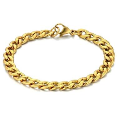 Imagem de Pulseira Masculina Elo Grumet 12mm Largura Aço Banhado Ouro - Ben Folh