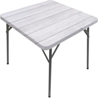 Imagem de ESFVRG Toalha de mesa de madeira, estampa de textura de prancha de madeira, borda elástica, capa de mesa de jantar interna/externa, adequada para mesa quadrada de 157,5 x 157,5 cm