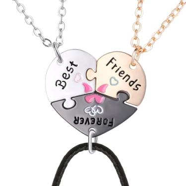 Imagem de Your Always Charm Colar Amizade para 3 Colares de Sol e Lua Estrela Melhor Amigo para Mulheres Irmãs Forever Joias Presentes, Latão, Latão