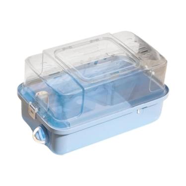 Imagem de Fenteer Gaiola grande para hamster, gaiola para animais pequenos, suprimentos para animais de estimação, estojo de transporte, habitat para coelhos, pequenos, Azul