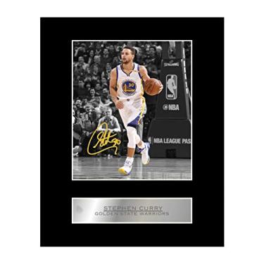 Imagem de Ilustrações icônicas Stephen Curry Foto Montada Assinada Golden State Warriors