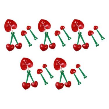 Imagem de IEUDNS 5 conjuntos de colheres medidoras em formato de cereja, separadores de clara de ovo, utensílios de cozinha, colheres de chá medidoras para chá, café e