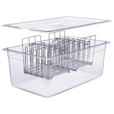Imagem de VÄESKE Large Sous Vide Container with Lid and Rack Kit | 26 QT | Durable Polycarbonate and Rust-Resistant Stainless Steel Sous Vide Accessories | Works with Anova, Inkbird, and Most Sous Vide Cookers