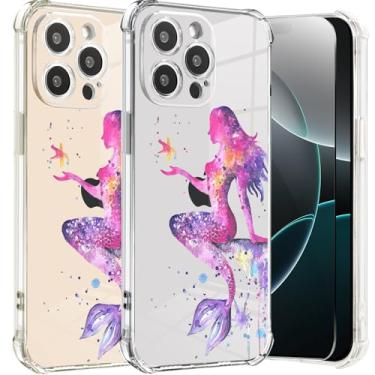 Imagem de Roemary Capa de sereia para iPhone 16 Pro Max com design de sereia do mar, padrão roxo com protetor de tela [Buffertech impacto de queda de 2 metros] Capa protetora de TPU macio para iPhone 16 Pro Max