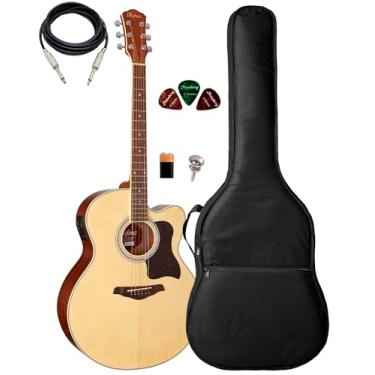 Imagem de Violão Jumbo Hofma Hmj-223 Cutway Natural Brilhante Aço + CAPA ACOLCHOADA