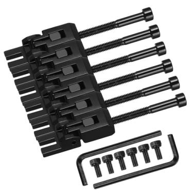 Imagem de Ogdni Conjunto de 6 selas bloqueadas com sistema de bloqueio duplo para ponte tremolo de guitarra Floyd Rose com parafusos de trava de corda