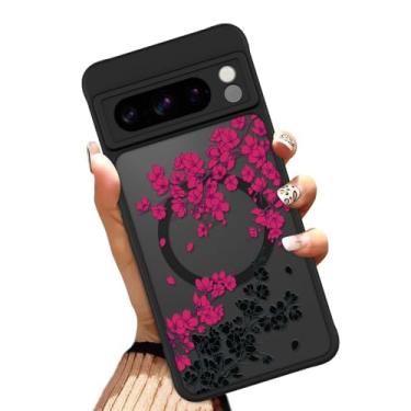 Imagem de OOK Capa para Google Pixel 8 Pro de 6,7 polegadas (compatível com MagSafe) com design de flores florais translúcidas TPU macio + capa fofa magnética antiarranhões à prova de choque para mulheres