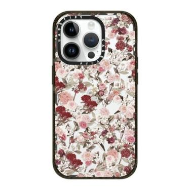 Imagem de CASETiFY Capa Impact para iPhone 14 Pro [Fina/2,5 m. Proteção contra quedas de grau militar 4X/Compatível com carregamento sem fio] - Vintage Flower Monday - Preto transparente