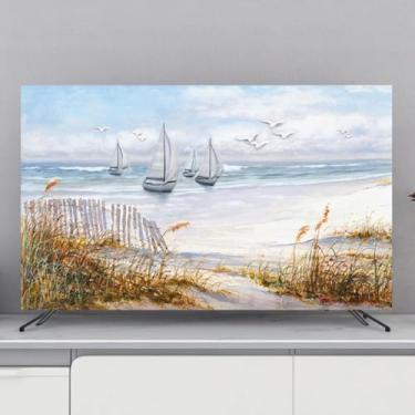 Imagem de Capa de TV Protetor de Tela de TV Interior Sala de Estar Decoração Colorida Brilhante Capa Protetora de Tela Universal Compatível com LCD/LED/Curvado/Montado na Parede TVs-Ocean||65 polegadas