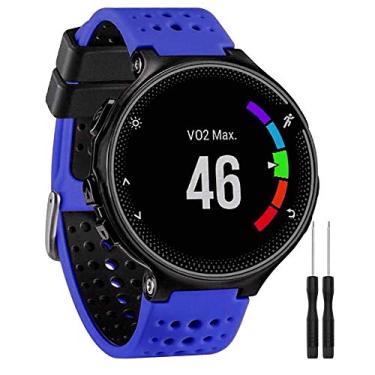 Imagem de Pulseira para Smartwatch Garmin Forerunner modelos 230 235 220 620 630 735 735XT - Nandos-Store (com chave para troca) (Azul Royal com preto)