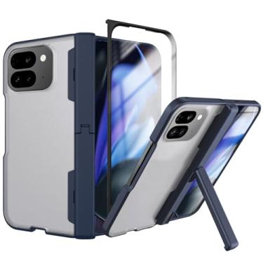 Imagem de YQODSZ Capa dobrável para Google Pixel 9 Pro com suporte, capa transparente fosca para Google Pixel Fold 2 com tudo incluído, protetor de tela de proteção de dobradiça, capa fina para Google Pixel 9