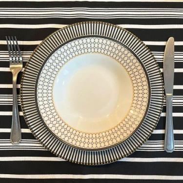 Imagem de Kit 10 Serviços Americanos Listrado Preto e Branco Impermeável - 35x45
