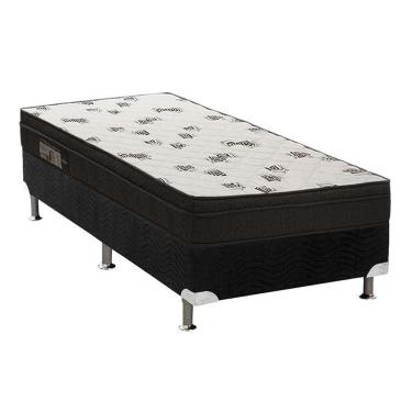 Imagem de Cama Box Solteiro: Colchão Espuma D45 Ortobom Light Ortopilow + Base Crc Suede Black(88...