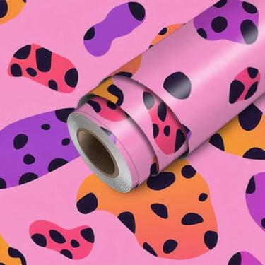 Imagem de HOMETITUTE Papel de parede abstrato com ponto de leopardo descasque e cole papel de parede de contato 45 cm x 300 cm revestimento de parede de vinil removível autoadesivo para quarto cozinha banheiro
