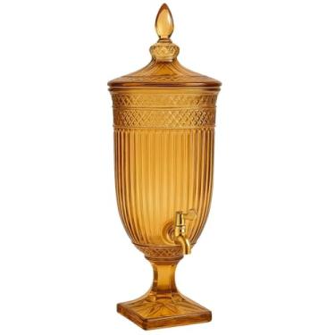 Imagem de Suqueira de Vidro Diamond Âmbar 2,2L com Tampa para Sucos Água Drinks Evento Buffet Luxo Restaurantes Bares Lounge