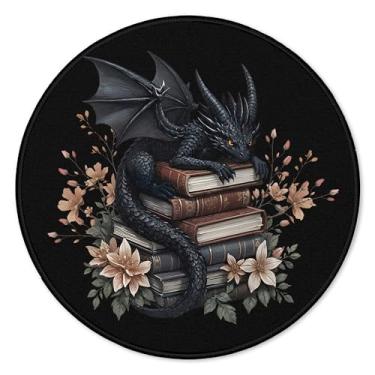 Imagem de GTYNU Mouse pad de dragão preto floral gótico para mesa, presentes para amantes de livros, Dark Academia Dragon Bookish Mousepad para trabalho, computadores, laptop, casa, escritório, dormitório