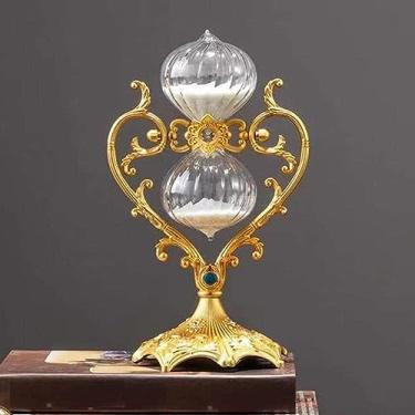 Imagem de Temporizador De Ampulheta Temporizador De Areia De 30 Minutos, Ampulheta Rotativa De 360 °, Ampulheta De Metal Com Areia, Temporizador De Vidro De Areia De Coração, A-gold