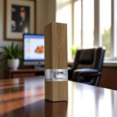 Imagem de Troféu Torre de madeira com placa de metal 02 - 4 Dimension, 10 unidad